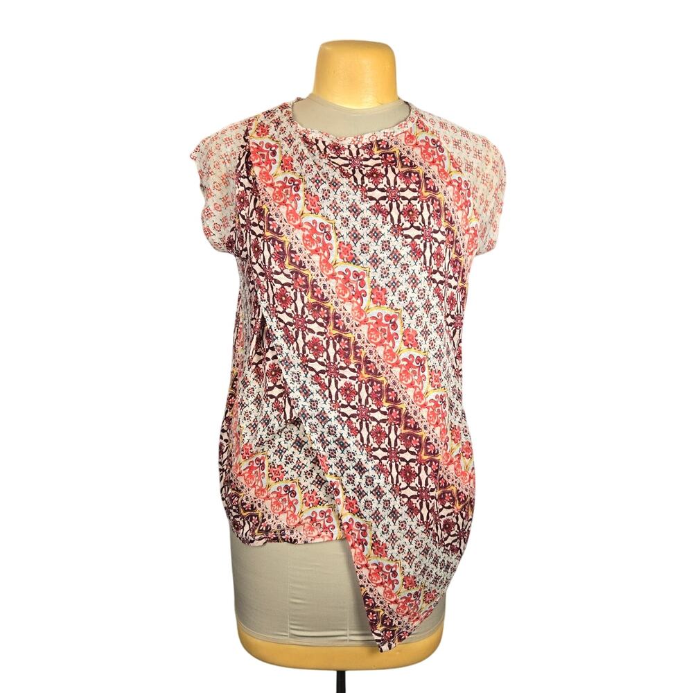 Sundance Womens‎ Small 100% Linen Top Asymmetrical Hem Festival Boho Casual Chic